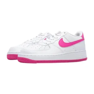 Nike Air Force 1 '07 Pink Fuchsia women's sneakers, featuring a vibrant leather upper, classic swoosh detailing, and a durable rubber outsole