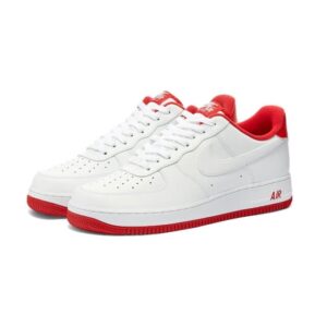 Nike Air Force 1 '07 Hot Lava University Red sneakers featuring a bold red leather upper, classic swoosh detailing, and a sturdy rubber sole