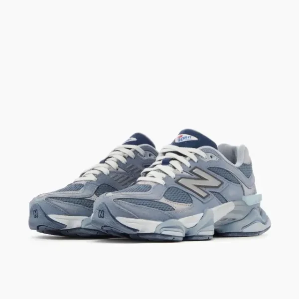 New Balance 9060 Moon Daze featuring a grey mesh base, off-white suede overlays, metallic silver 'N' branding, and a chunky ABZORB-cushioned sole