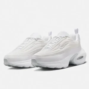 Nike Air Max Portal 1 ‘Vibrant White’ sneaker on a clean backdrop, featuring an all-white mesh and synthetic upper, sculpted foam midsole, and visible Air Max heel unit
