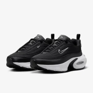 Nike Air Max Portal Black/White sneaker on a clean backdrop, featuring a black mesh and synthetic upper, white sculpted midsole, and visible Air Max heel unit