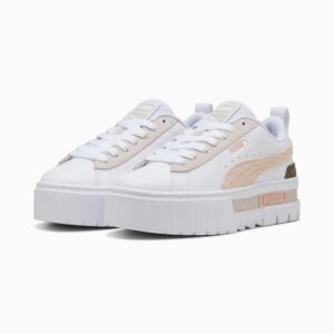 Puma Mayze Mix Sneakers for Women featuring a stacked platform sole, premium suede and leather overlays, and classic Puma branding